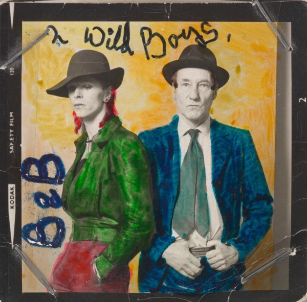 David Bowie and William Burroughs photographed by Terry O'Neill in 1974 and hand-coloured by Bowie