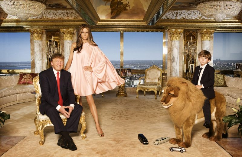 Donald Trump, Melania Trump and their son Barron Trump pose for a portrait on April 14, 2010 in New York City.